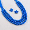 3LDORI0029- 1 PC BLUE 3 LAYER TASSEL WITH 2PCS FABRIC FLOWER