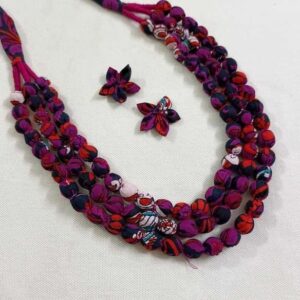 3LDORI0033- 1 PC VIOLET 3 LAYER TASSEL WITH 2PCS FABRIC FLOWER