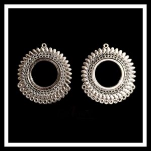 OXIS0026 -2 PAIRS SILVER LARGE SIZE GERMAN SILVER BALI
