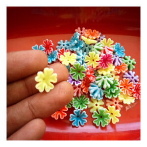 PLASTICBEADS0019- 10MM MIX COLOR FLOWER PLASTIC BEADS FOR JEWELLERY MAKING – 20 GRAMS PACK