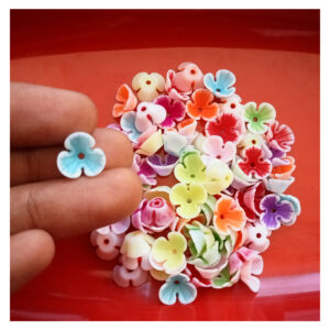 PLASTICBEADS0021- 10MM MIX COLOR FLOWER PLASTIC BEADS FOR JEWELLERY MAKING – 20 GRAMS PACK