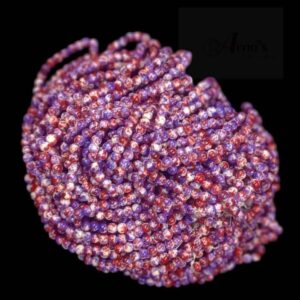 PRGLASS0009- RED PURPLE WHITE PRINTED 8MM ROUND GLASS BEADS