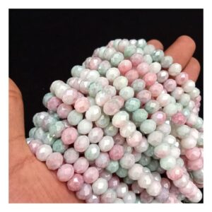 CRYSTAL0007- 1 STRAND 8MM PERSIAN GREEN PINK CUT CRYSTAL BEADS