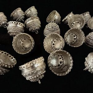 JHUMKAs0019- 3 PAIRS PACK OF GERMAN SILVER | OXIDIZED SILVER JHUMKIES FOR EARRING MAKING