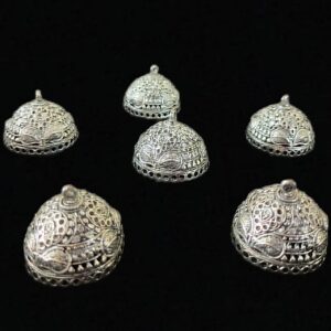 JHUMKAs0005- 2 PAIRS PACK OF GERMAN SILVER | OXIDIZED SILVER JHUMKIES FOR EARRING MAKING
