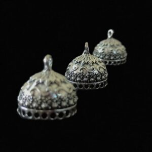 JHUMKAs0006- 3 PAIRS PACK OF GERMAN SILVER | OXIDIZED SILVER JHUMKIES FOR EARRING MAKING