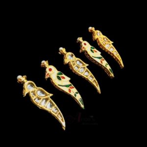 KUNDAN0007- ARNAS 2 PCS PACK OF PARROT MOTIVE MEENAKARI KUNDAN BEADS