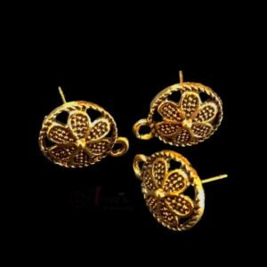 TOPg0017- 5 PAIRS PACK OF GERMAN GOLDEN | OXIDIZED ROUND GOLDEN SINGLE LOOP STUD TOP FOR EARRING MAKING