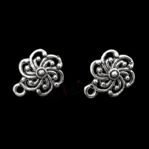 TOPs0011- 5 PAIRS PACK OF GERMAN SILVER | OXIDIZED DESIGNER SILVER SINGLE LOOP STUD TOP FOR EARRING MAKING