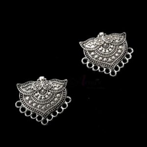 TOPs0018- 3 PAIRS PACK OF GERMAN SILVER | OXIDIZED SILVER 11 LOOP STUD TOP FOR EARRING MAKING