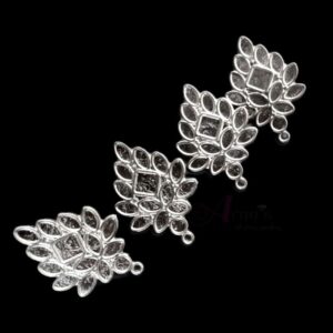 TOPs0036- 3 PAIRS PACK OF GERMAN SILVER | OXIDIZED DESIGNER SILVER SINGLE LOOP STUD TOP FOR EARRING MAKING