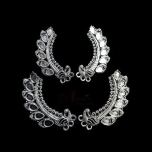 TOPs0039- 3 PAIRS PACK OF GERMAN SILVER | OXIDIZED DESIGNER SILVER TRIPLE LOOP STUD TOP FOR EARRING MAKING
