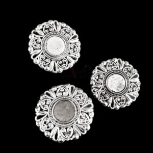 TOPs0044- 3 PAIRS PACK OF GERMAN SILVER | OXIDIZED DESIGNER ROUND SILVER STUD TOP FOR EARRING MAKING