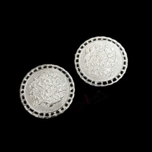 TOPs0046- 3 PAIRS PACK OF GERMAN SILVER | OXIDIZED ROUND SILVER STUD TOP FOR EARRING MAKING