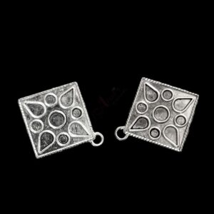 TOPs0048- 3 PAIRS PACK OF GERMAN SILVER | OXIDIZED GEOMETRIC SHAPED SILVER SINGLE LOOP STUD TOP FOR EARRING MAKING
