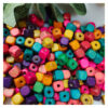 WOODEN0018- 1 PACK OF MULTICOLOR CUBE WOODEN CUBE BEADS FOR BRACELETE | RAKHI MAKING (25 gm)