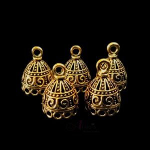 JHUMKAg0058- 5 PAIRS PACK OF GERMAN GOLD | OXIDIZED GOLDEN JHUMKIES FOR EARRING MAKING