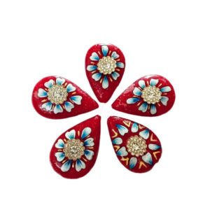 KUNDAN069- ARNAS 2 PC OF HAND PAINTED RED STONE FOR JEWELLERY | BRACELETE | RAKHI MAKING