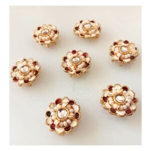 KUNDAN080- ARNAS 4 PCS PACK OF ROUND KUNDAN BEADS FOR JEWELLERY | BRACELETE | RAKHI MAKING