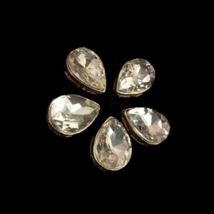 KUNDAN112 - ARNAS 6 PCS PACK OF 19 x 9 MM DROP MOTIF CASTING KUNDAN FOR JEWELLERY | BRACELETE | RAKHI MAKING
