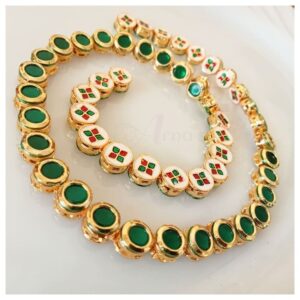 KUNDAN115 - ARNAS 5 PCS PACK OF GREEN ROUND MEENAKARI KUNDAN FOR JEWELLERY | BRACELETE | RAKHI MAKING