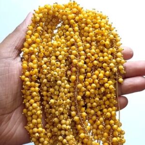 Loreal02- ARNAS GOLD PLATED LOREAL MUSTARD PEARL BEADS FOR JEWELLERY MAKING