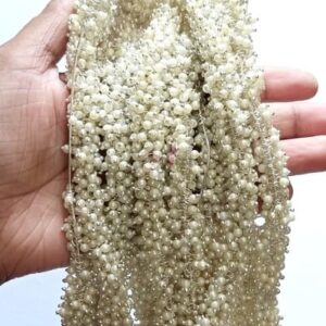 Loreal03- ARNAS 50 GMS SILVER PLATED LOREAL WHITE PEARL BEADS FOR JEWELLERY MAKING