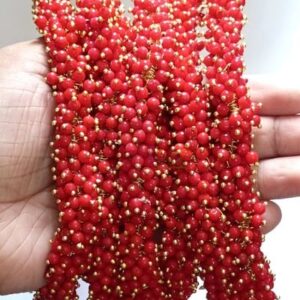 Loreal05- ARNAS GOLD PLATED LOREAL RED PEARL BEADS FOR JEWELLERY MAKING