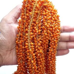 Loreal06- ARNAS GOLD PLATED LOREAL ORANGE PEARL BEADS FOR JEWELLERY MAKING