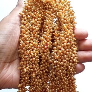 Loreal08- ARNAS GOLD PLATED LOREAL GOLDEN BROWN PEARL BEADS FOR JEWELLERY MAKING
