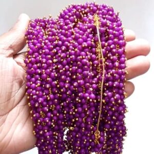 LOREAL11- ARNAS GOLD PLATED LOREAL PURPLE PEARL BEADS FOR JEWELLERY MAKING