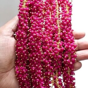 Loreal12- ARNAS GOLD PLATED LOREAL DARK PINK PEARL BEADS FOR JEWELLERY MAKING