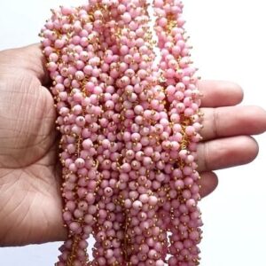 Loreal15- ARNAS GOLD PLATED LOREAL PINK PEARL BEADS FOR JEWELLERY MAKING