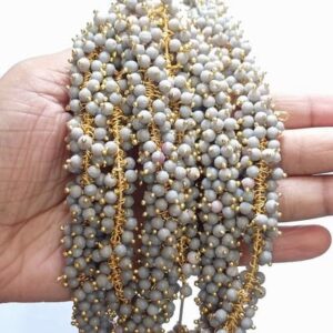 Loreal19- ARNAS GOLD PLATED LOREAL GREY PEARL BEADS FOR JEWELLERY MAKING