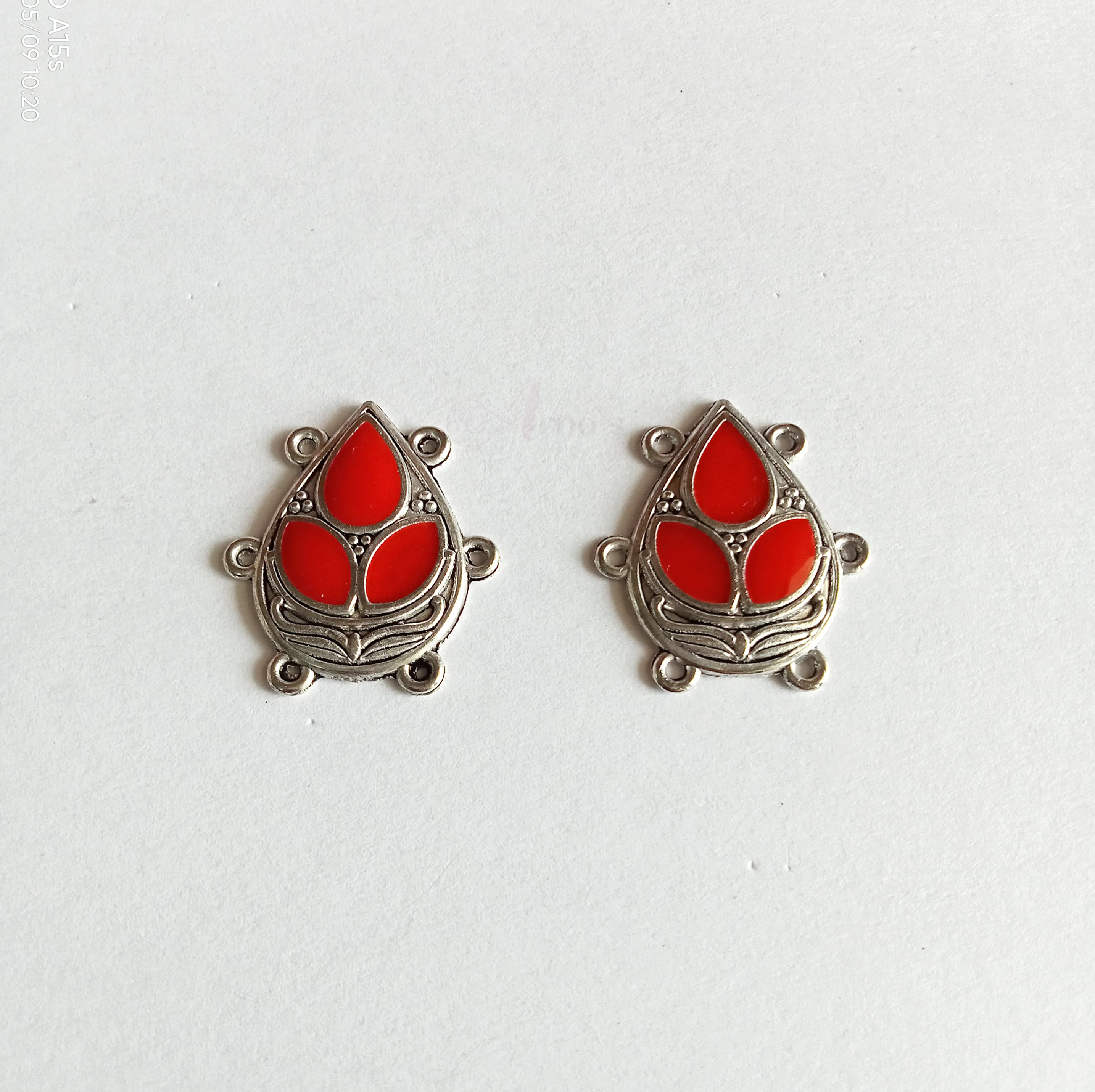 ARNAS 4 PCS PACK OF MEENAKARI SILVER BASED SMALL OXIDIZED CHARMS