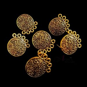 TOPg0027- 3 PAIRS PACK OF GERMAN GOLDEN | OXIDIZED ROUND GOLDEN FIVE LOOP STUD TOP FOR EARRING MAKING