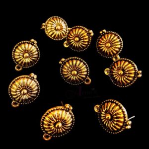 TOPg0030- 3 PAIRS PACK OF GERMAN GOLDEN | OXIDIZED ROUND GOLDEN SINGLE LOOP STUD TOP FOR EARRING MAKING