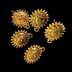 TOPg0031- 3 PAIRS PACK OF GERMAN GOLDEN | OXIDIZED ROUND GOLDEN SINGLE LOOP STUD TOP FOR EARRING MAKING