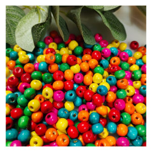 WOODEN0017- 1 PACK OF MULTI COLOR 8 mm ROUND WOODEN BEADS FOR BRACELETE | RAKHI MAKING (25 gm)