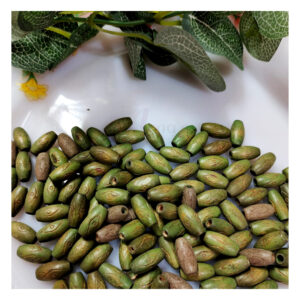 WOODEN0020- 1 PACK OF NATURAL GREEN CYLINDRICAL WOODEN BEADS FOR BRACELETE | RAKHI MAKING (25 gm)