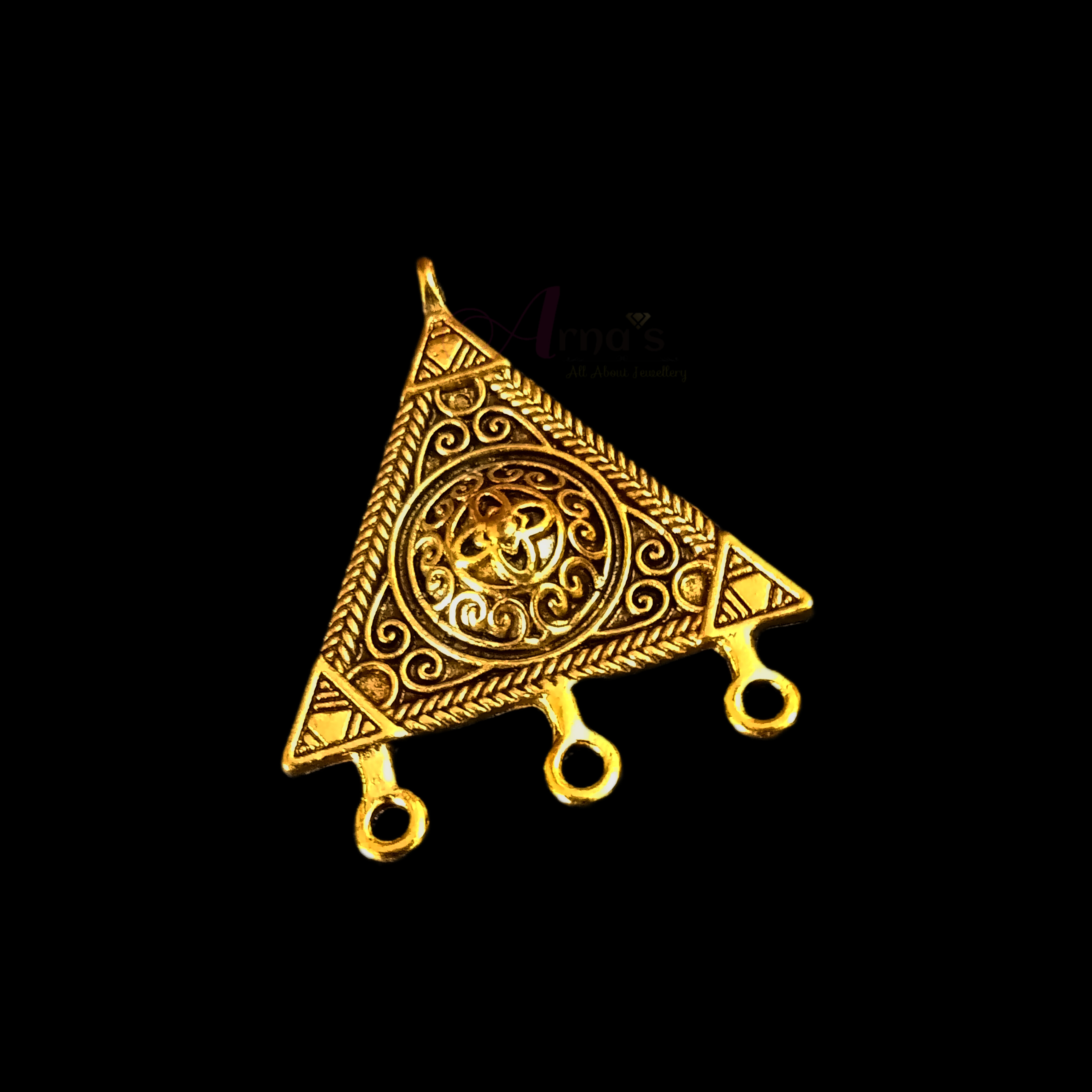 OXIG0052 -2 PC PACK OF GOLDEN TRIANGLE MOTIF GERMAN SILVER PENDANT