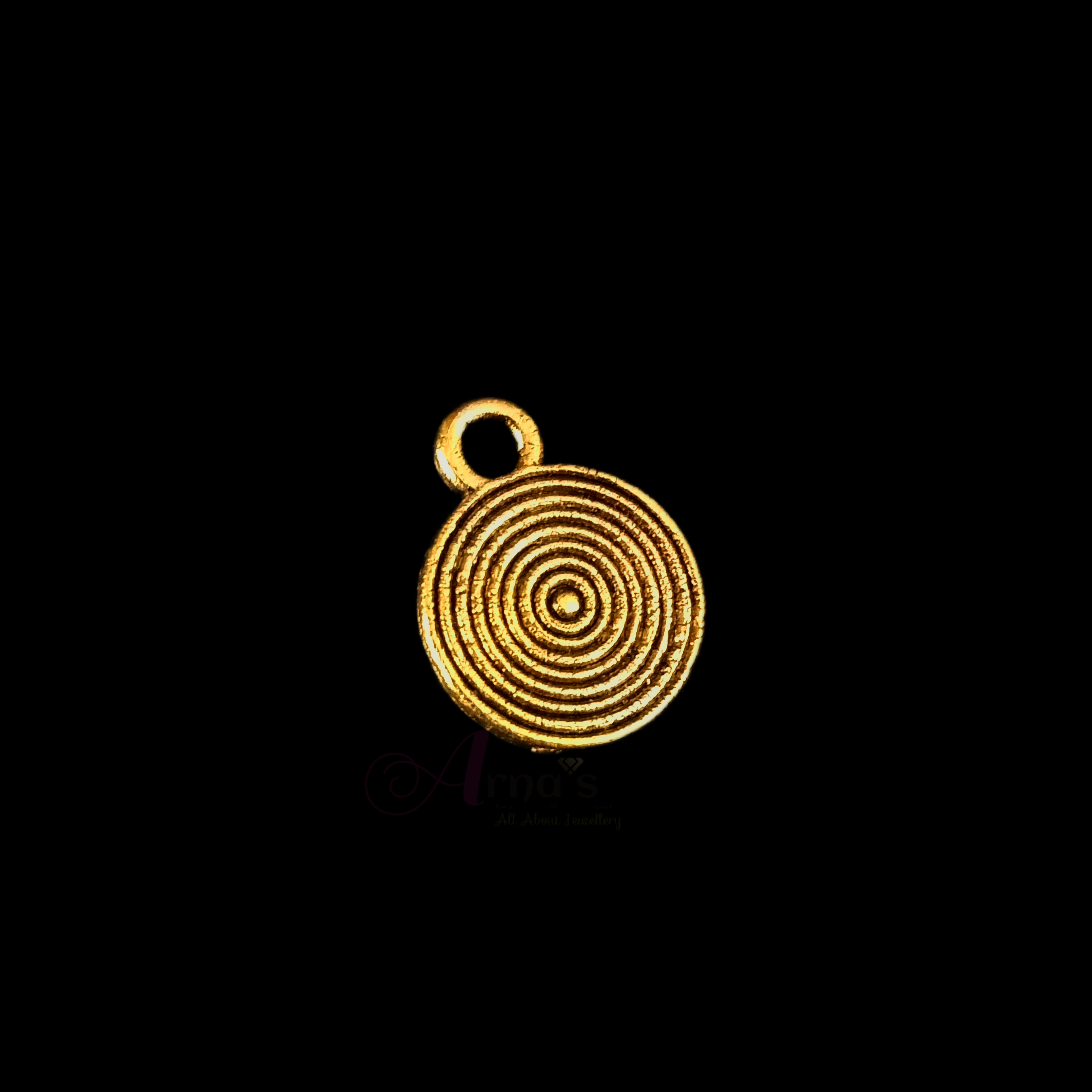 OXIG0059- 30 PCS PACK OF GOLDEN ROUND MOTIF GERMAN SILVER PENDANT (20 GM)