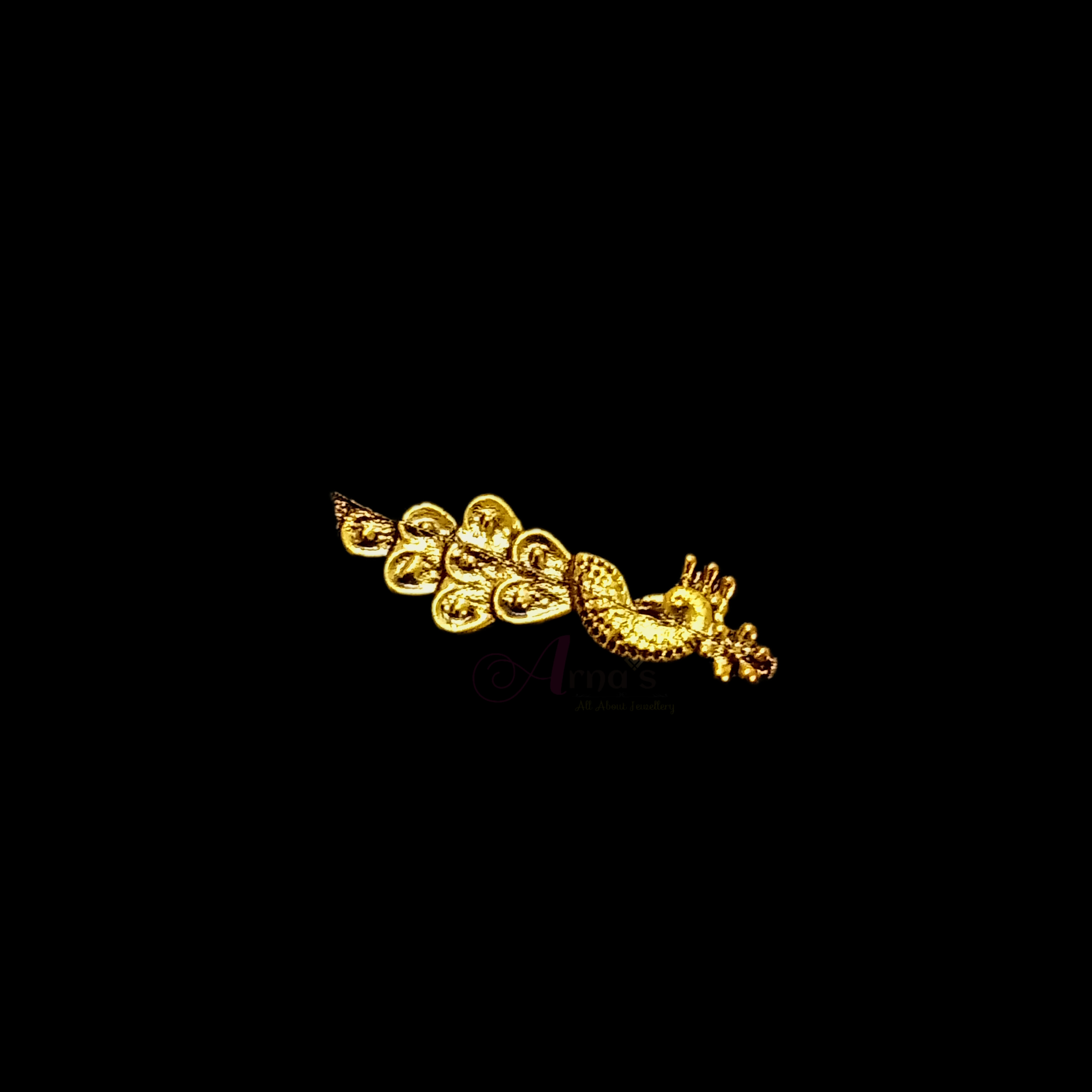 OXIG0069- 1 PACK OF GOLDEN PEACOCK MOTIF GERMAN SILVER PENDANT (20 GM)