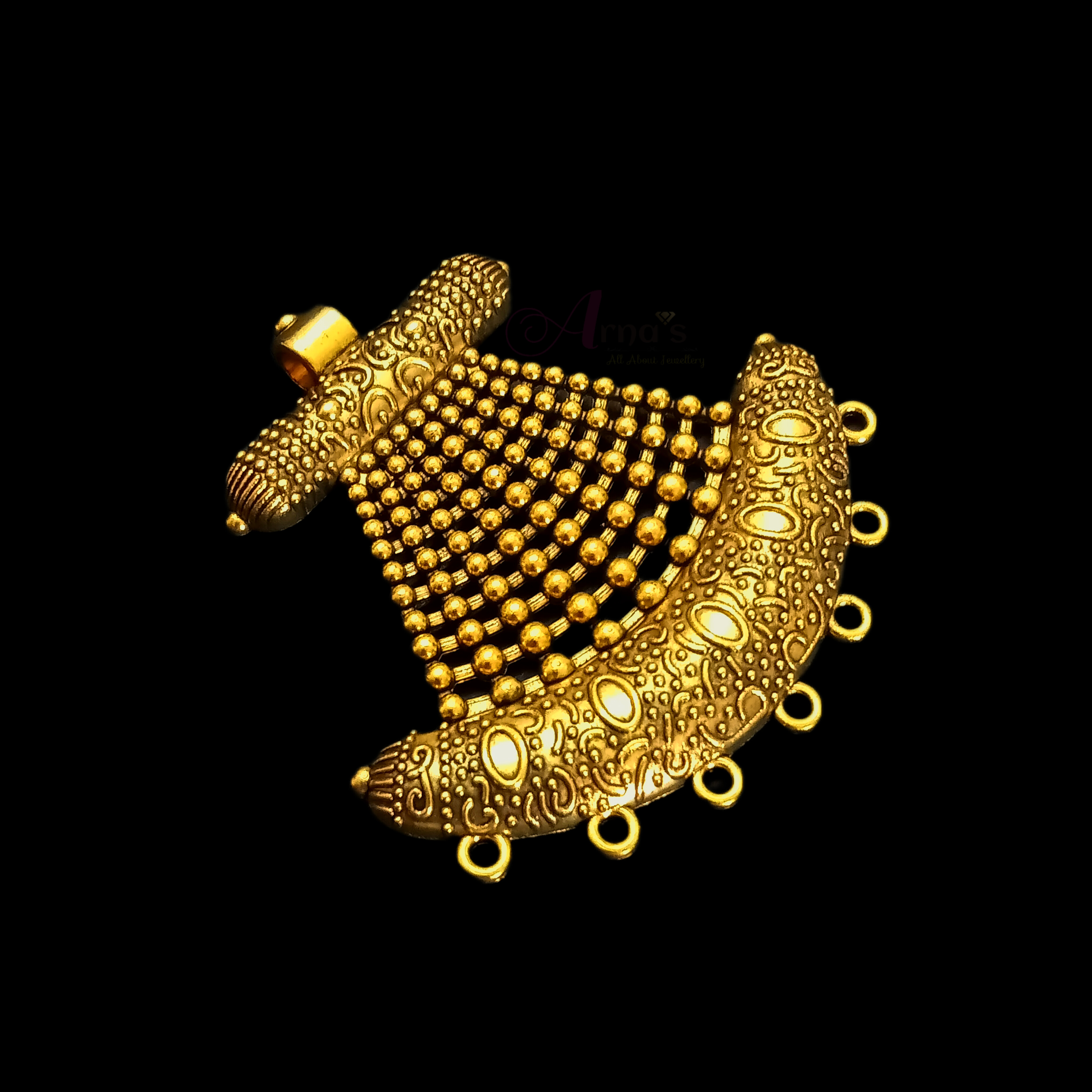 OXIG00801-  PC PACK OF GOLDEN LARGE DESIGNER MOTIF GERMAN SILVER PENDANT
