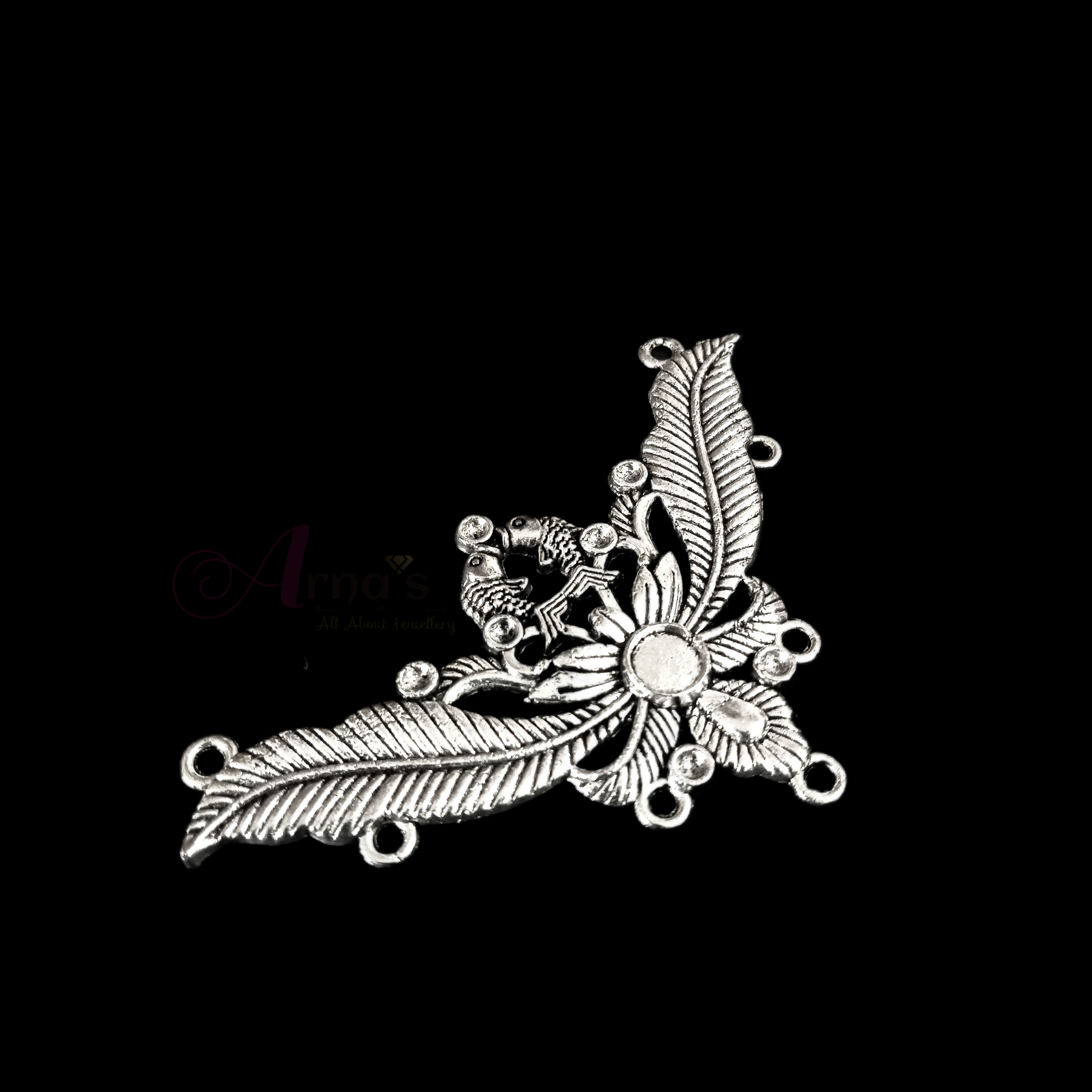 OXIS0056 -2 PC PACK OF SILVER SEMI ROUND GERMAN SILVER PENDANT