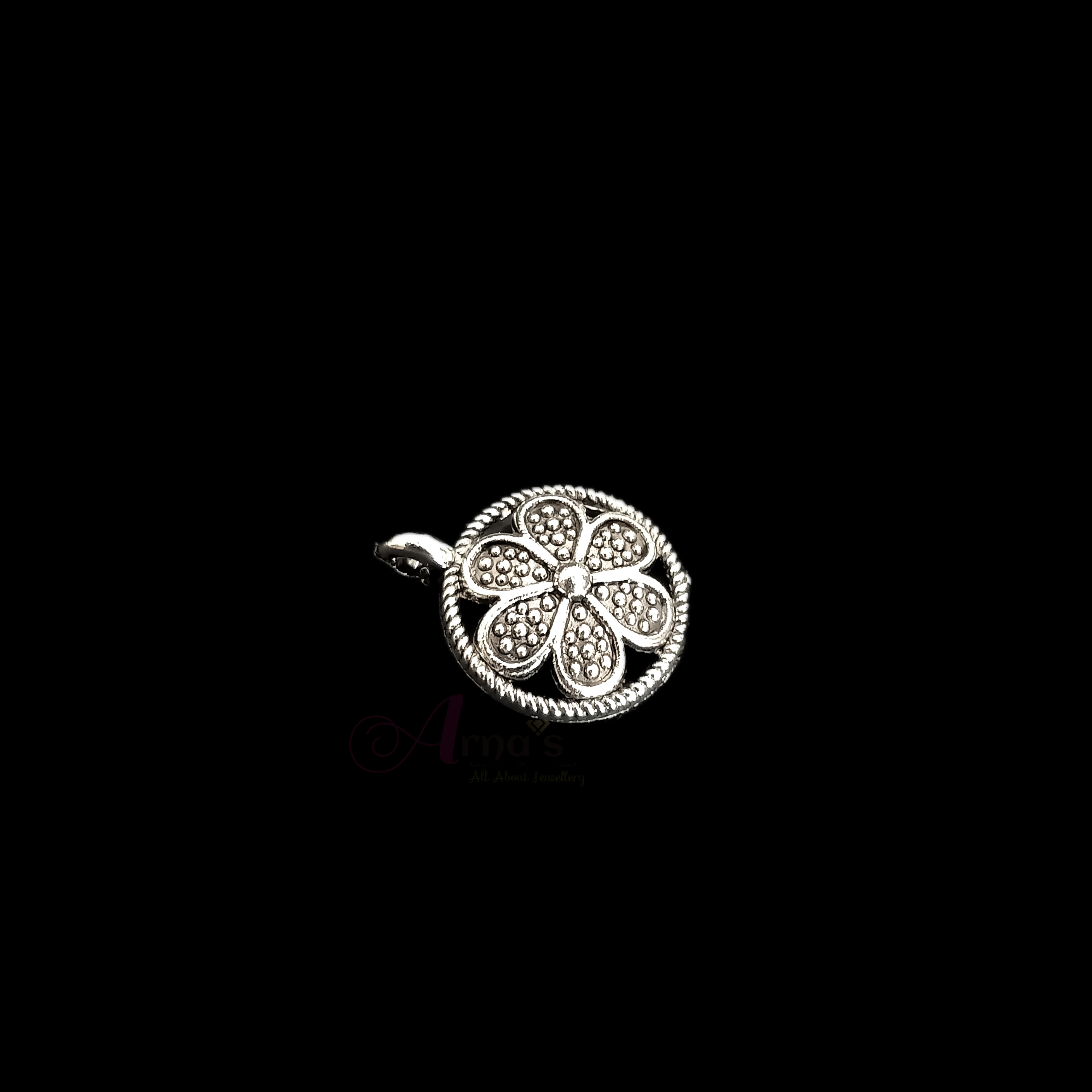 OXIS0077- 30 PCS PACK OF SILVER SMALL ROUND MOTIF GERMAN SILVER PENDANT (17 gm)