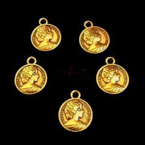 ARNAS 29 PIECES PACK OF GOLDEN OXIDIZED| GERMAN SILVER COIN FOR JEWELLERY MAKING – 30gm PACK