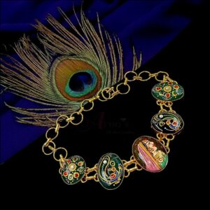 ARNAS HANDPAINTED QUEEN MOTIF TANJORE ART ON STONE TRADITIONAL JEWELLERY NECKLACE