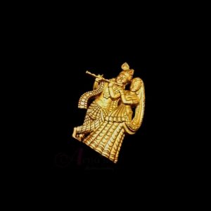 OXIG0105- 2 PCs PACK OF GOLDEN RADHA KRISHNA MOTIF GERMAN SILVER PENDANT