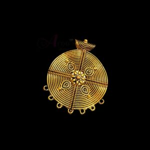 OXIG0110- 1 PC PACK OF GOLDEN DESIGNER ROUND MOTIF GERMAN SILVER PENDANT